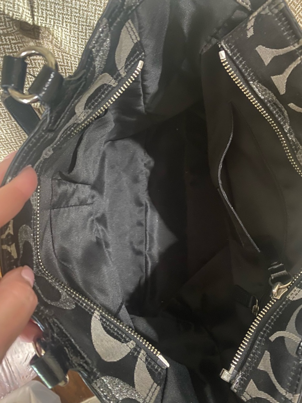 Coach Black and Silver Signature Logo Tote - Picture 8 of 14